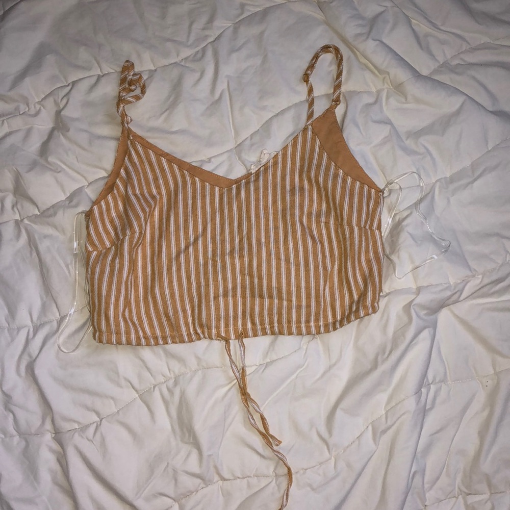 yellow striped tank/ crop top